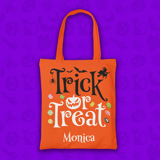 Trick or Treat - Black Halloween Tote Bag