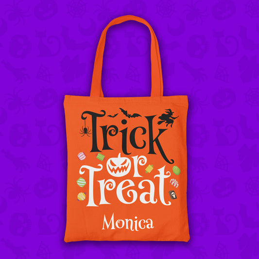 Trick or Treat - Orange Halloween Tote Bag